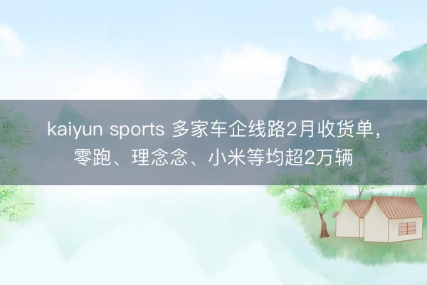 kaiyun sports 多家车企线路2月收货单，零跑、理念念、小米等均超2万辆